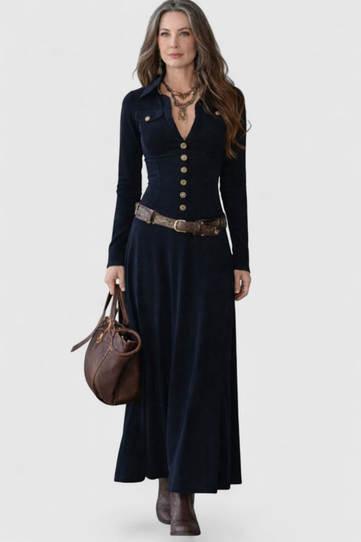 MILANA | ELEGANT SUEDE-FEEL MAXI DRESS