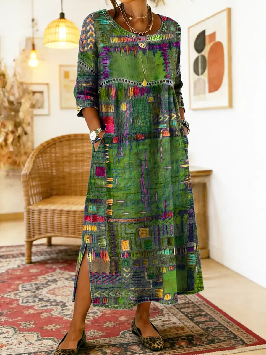 Manuela patchwork dress side view