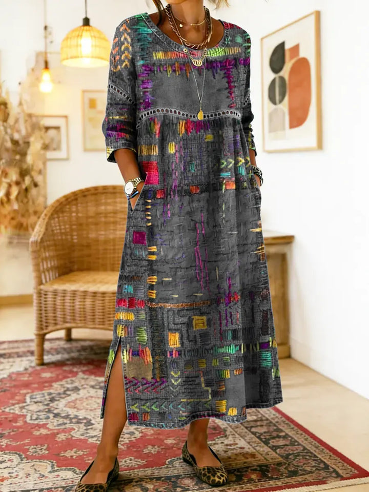 Manuela boho patchwork dress plus size