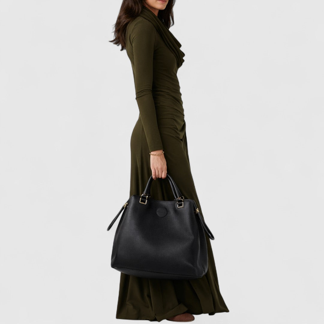 Olive Green | Turtleneck Pleated Maxi Dress
