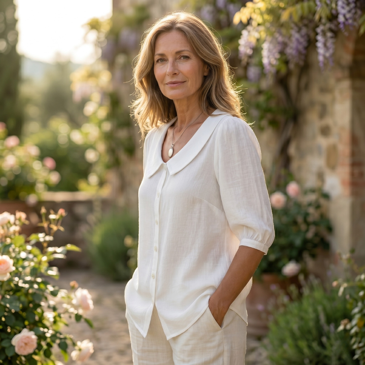 Alessia | Elegant Lightweight Blouse with Rounded Collar