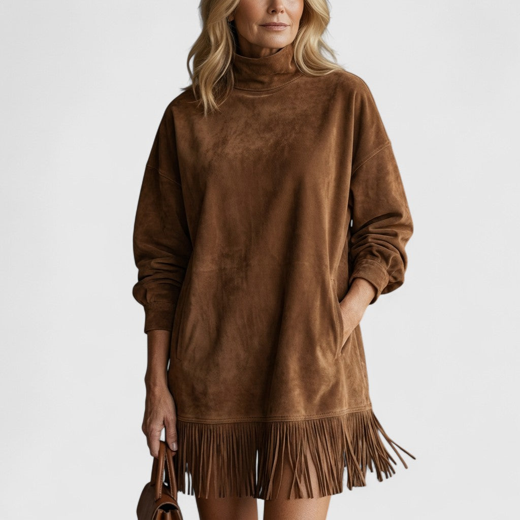 Sheri | Cozy Suede Fringe Dress