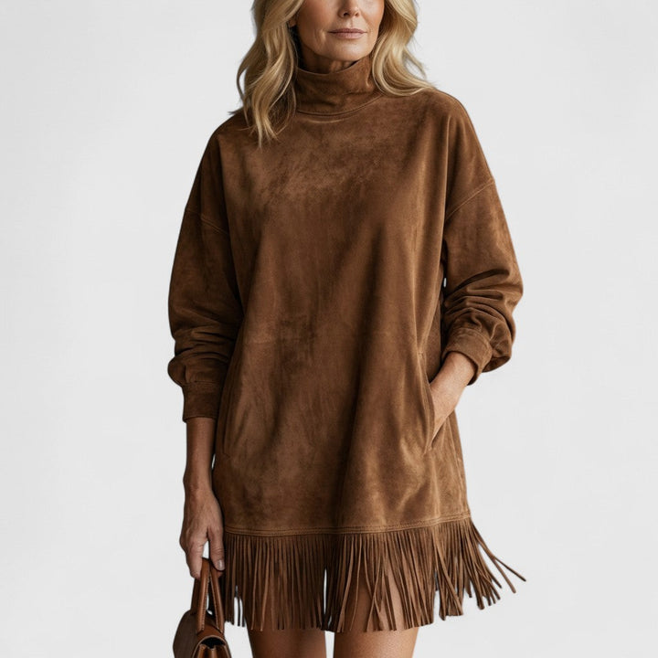 Sheri | Cozy Suede Fringe Dress
