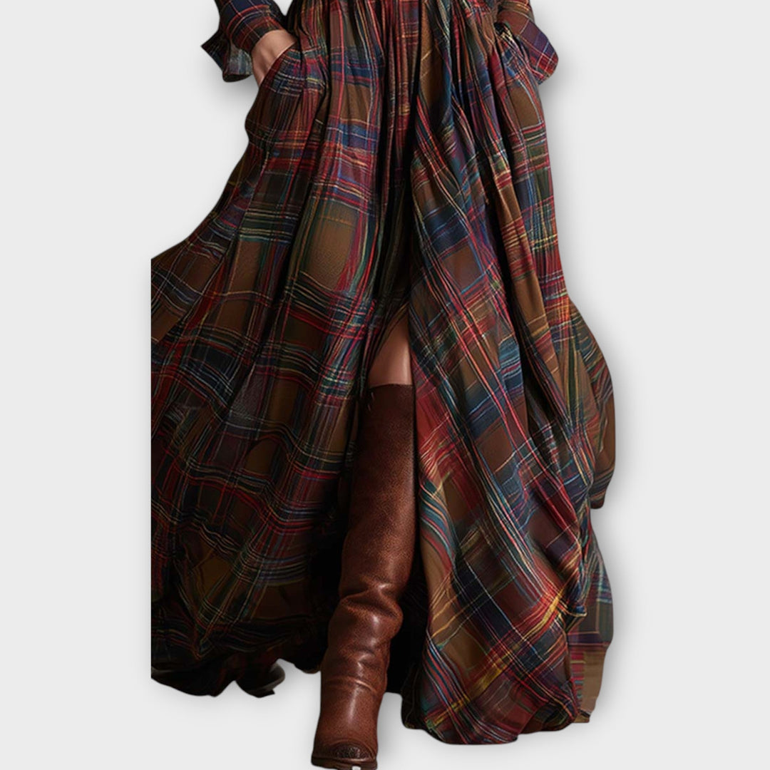 RETRO PLAID MAXI DRESS