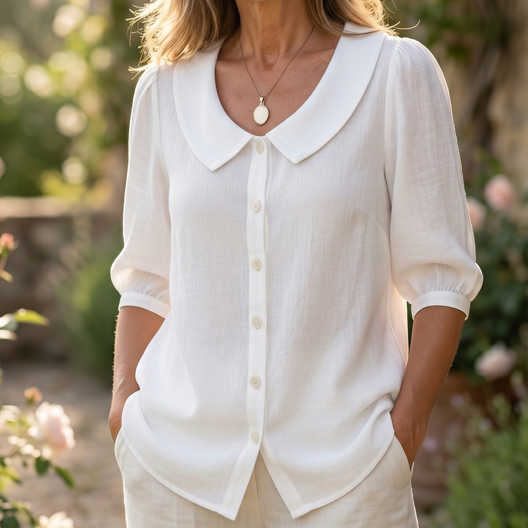 Alessia | Elegant Lightweight Blouse with Rounded Collar