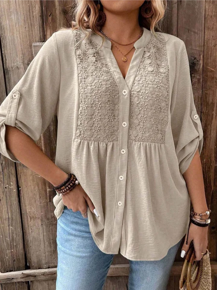 Noor™ |  Effortless V-Neck Button Blouse