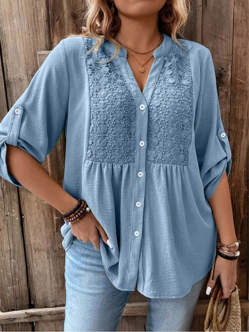 Noor™ |  Effortless V-Neck Button Blouse