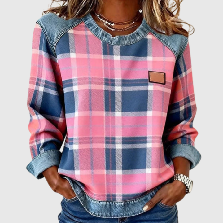 Madison | Sweatshirt Checkered Patchwork