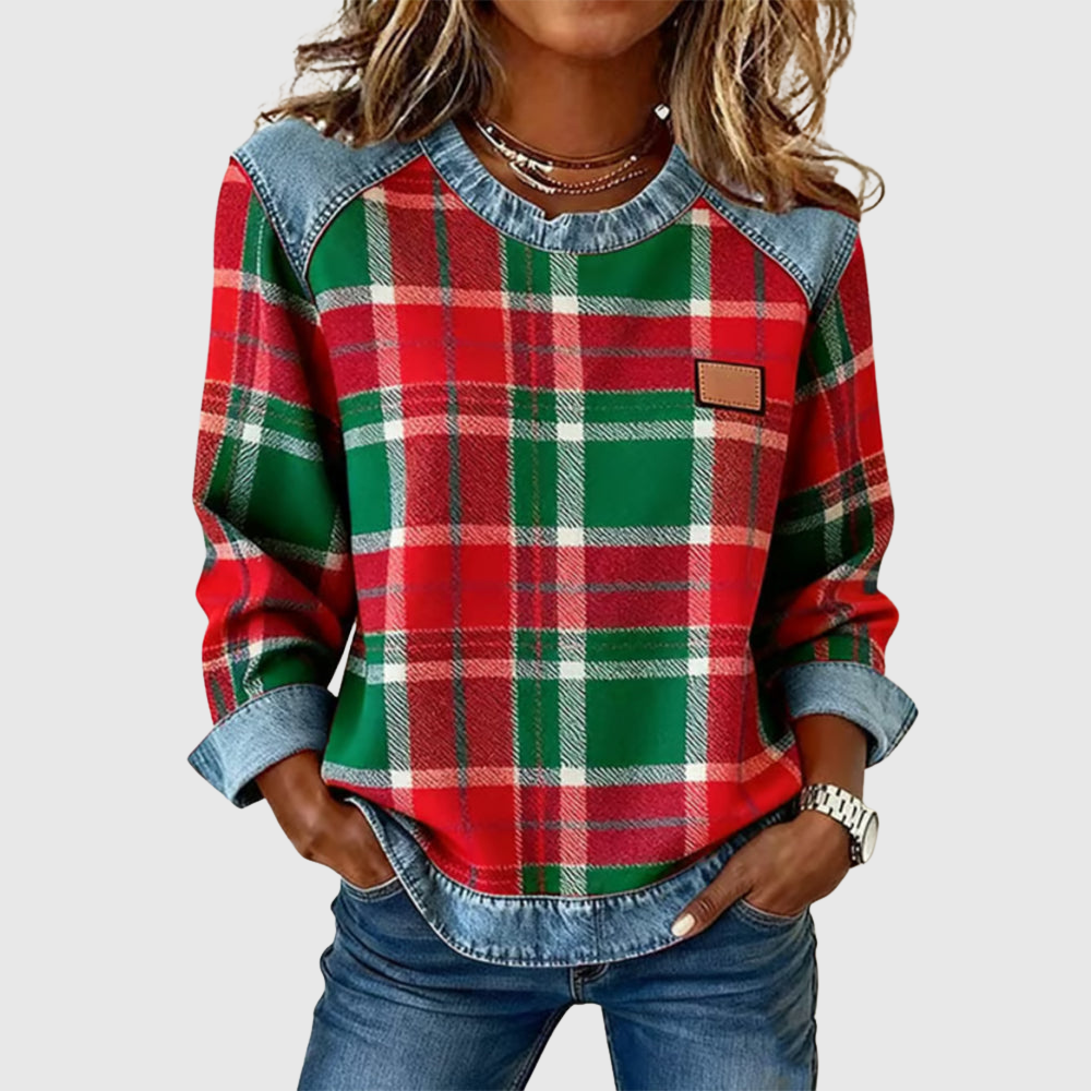 Madison | Sweatshirt Checkered Patchwork