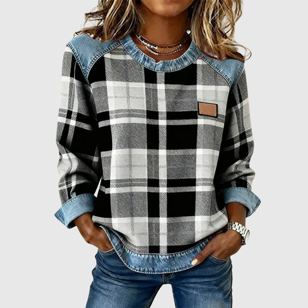 Madison | Sweatshirt Checkered Patchwork