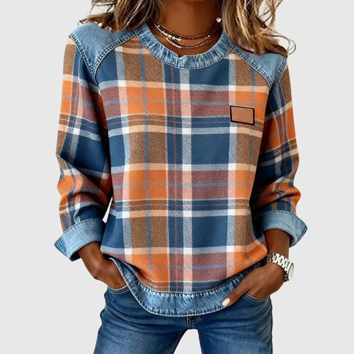 Madison | Sweatshirt Checkered Patchwork