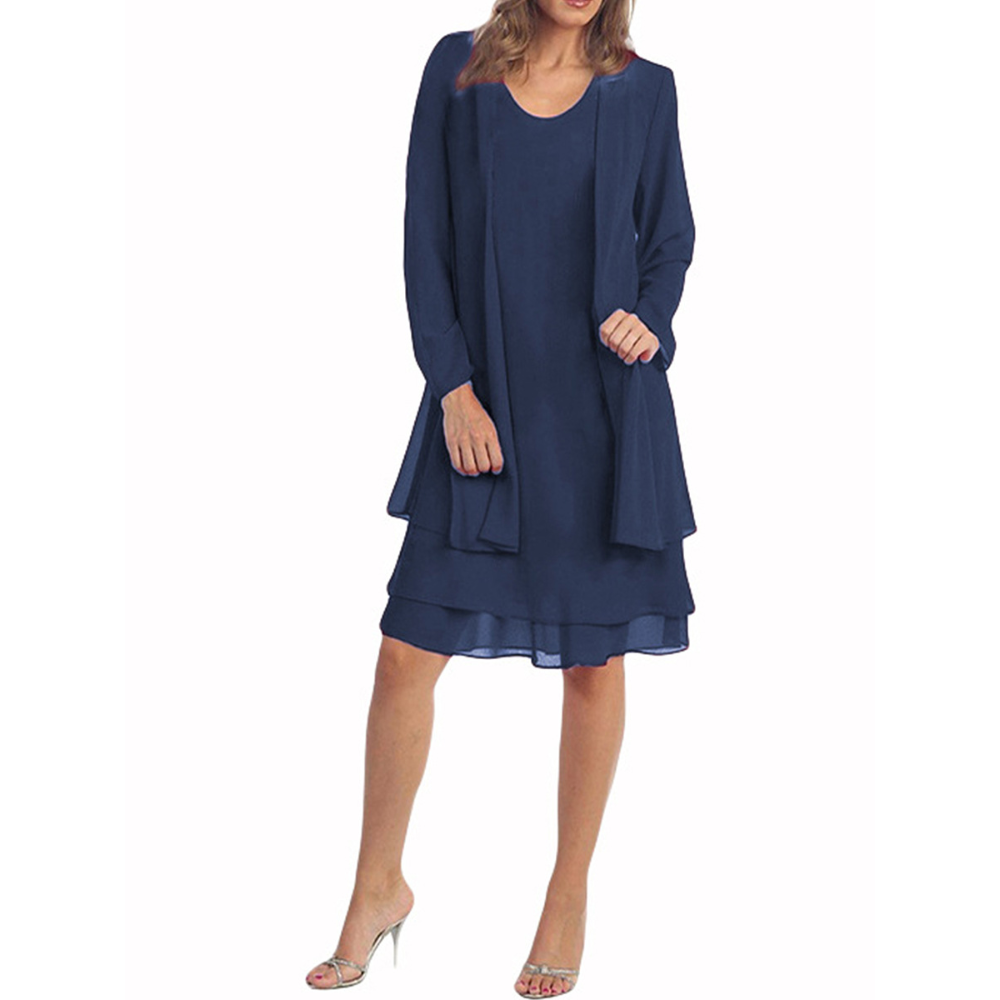 Blossom Row | 2-Piece Chiffon Dress Set with Cardigan - Sizes S-5XL