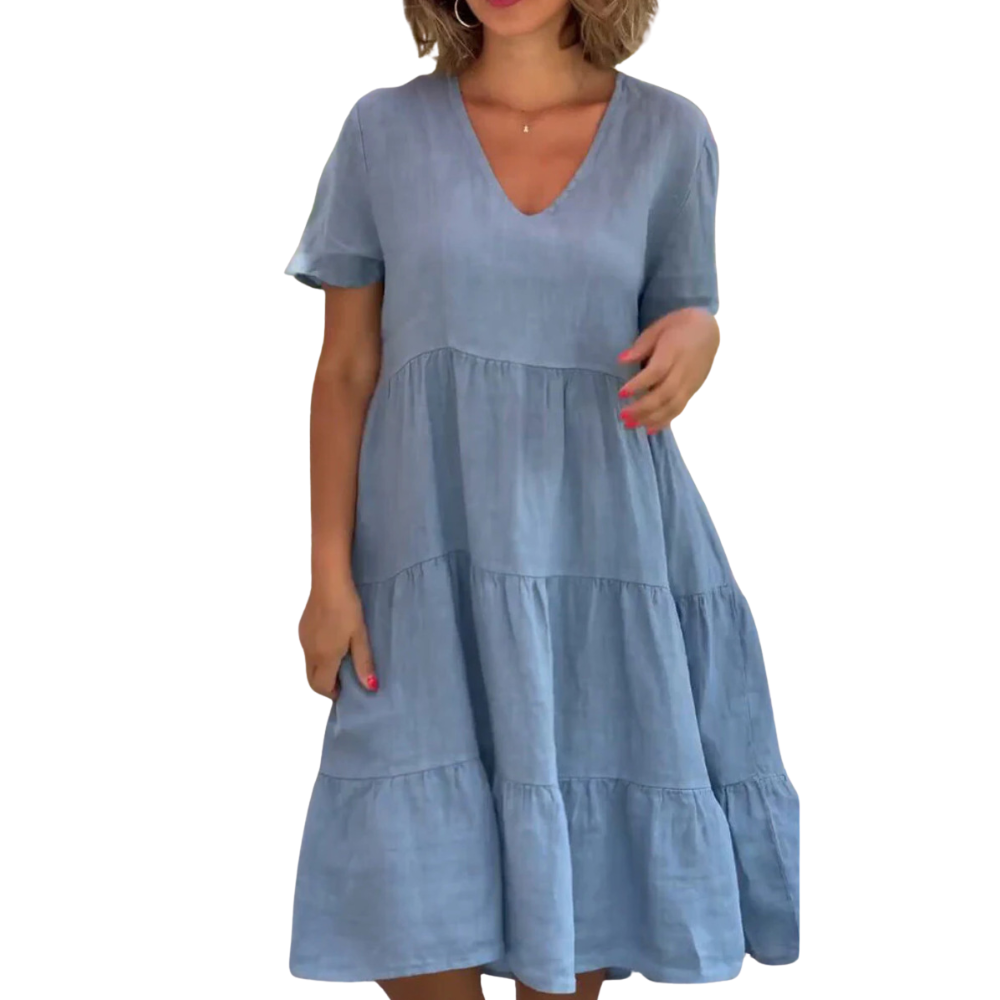 Olivia | Breezy V-Neck Tiered Midi Dress
