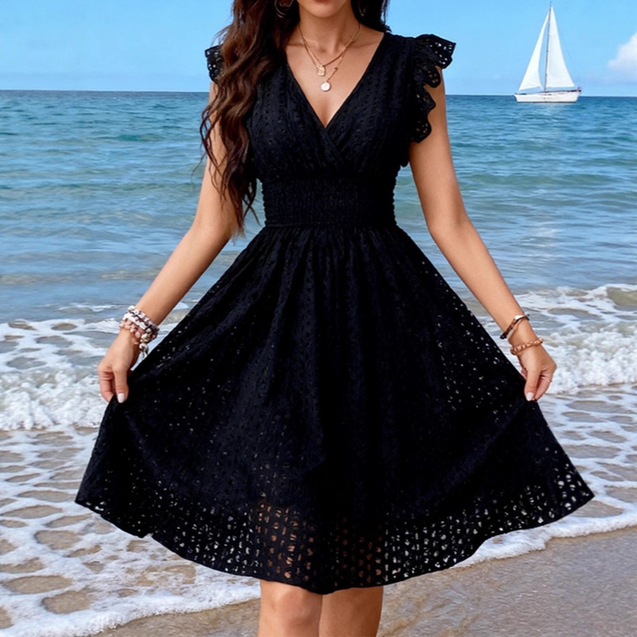 Diana | The Riviera Eyelet Midi Dress – V-Neck Cotton Sundress