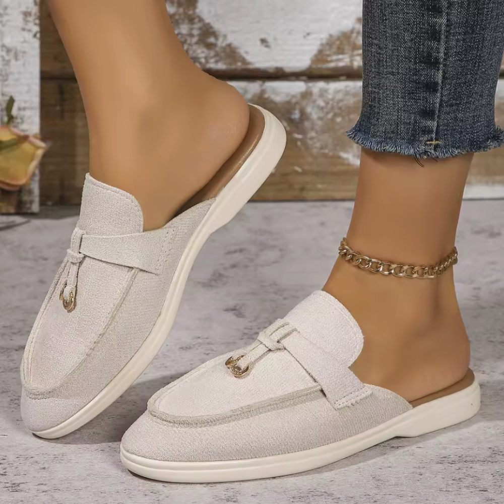 Margot | Backless Loafer Mules with Gold Ring Detail