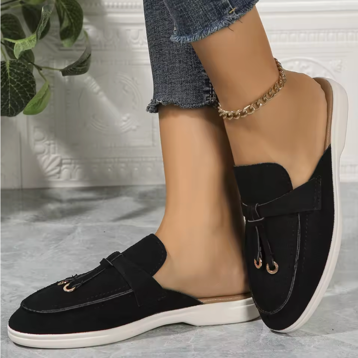 Margot | Backless Loafer Mules with Gold Ring Detail