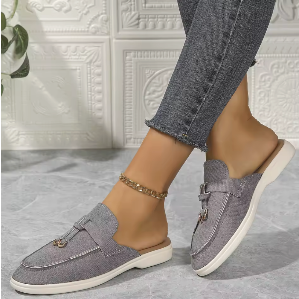 Margot | Backless Loafer Mules with Gold Ring Detail