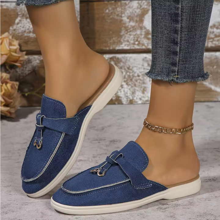 Margot | Backless Loafer Mules with Gold Ring Detail
