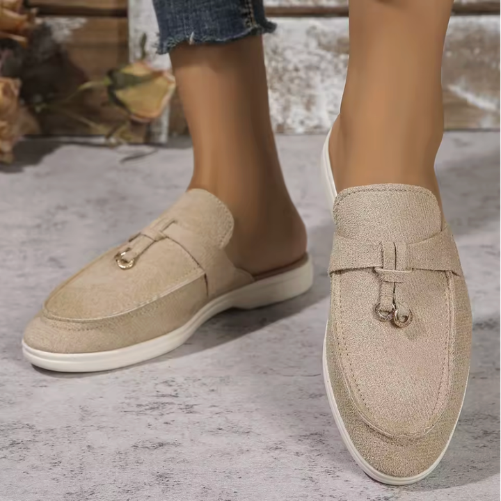 Margot | Backless Loafer Mules with Gold Ring Detail