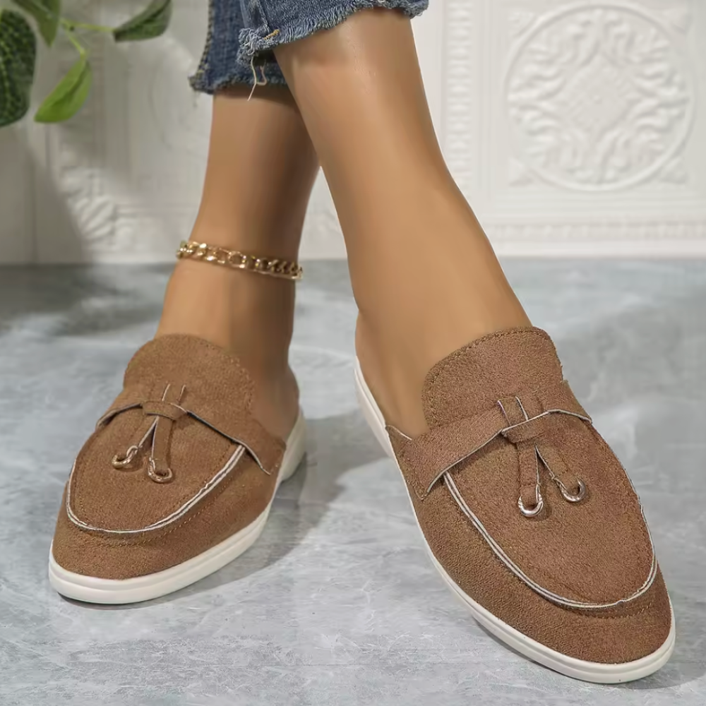 Margot | Backless Loafer Mules with Gold Ring Detail