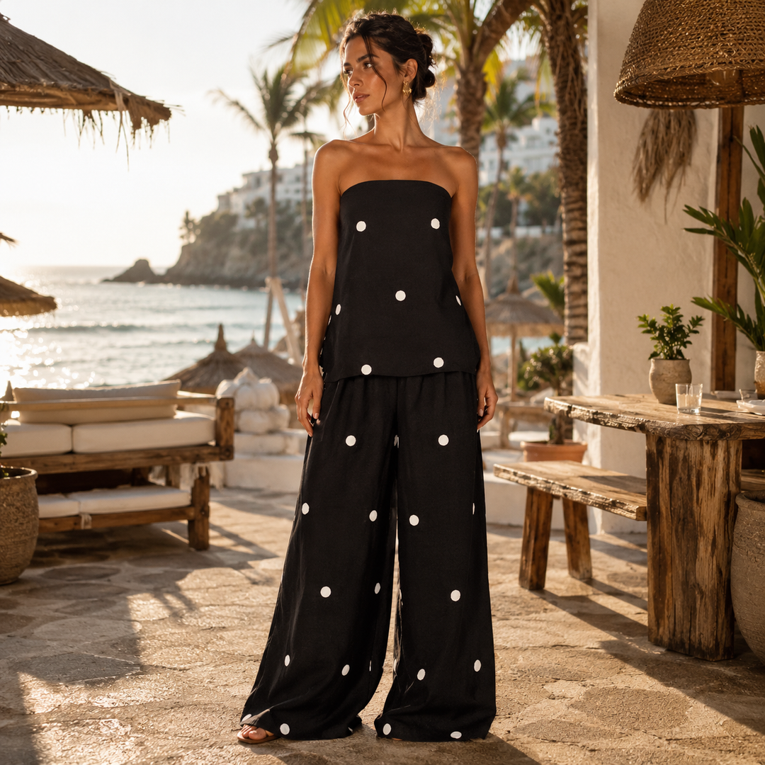 Alma Two-Piece Set black color elegant summer look