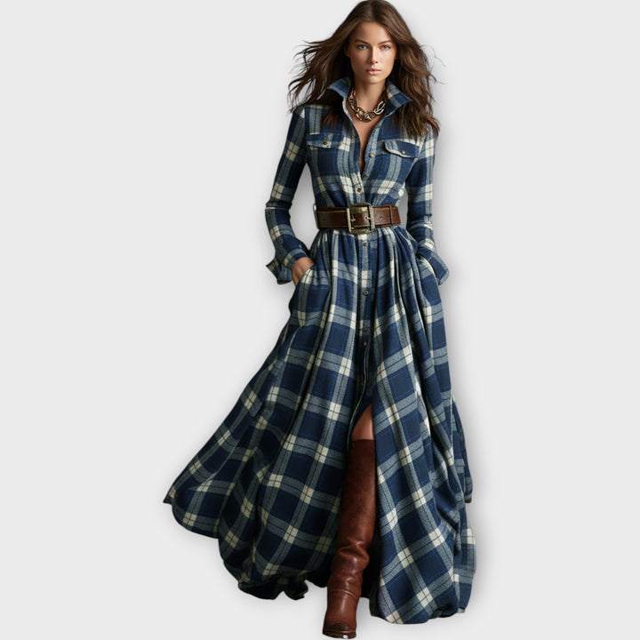 RETRO PLAID MAXI DRESS