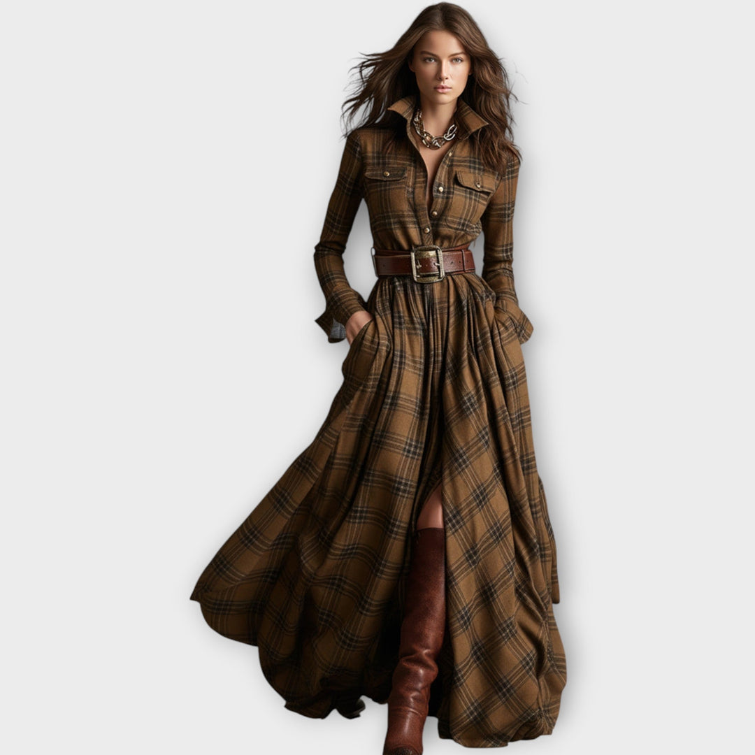 RETRO PLAID MAXI DRESS