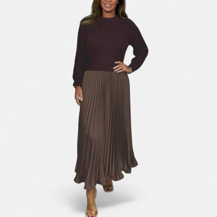 CLAUDIA - MAXI DRESS WITH SWEATER AND PLEATED SKIRT