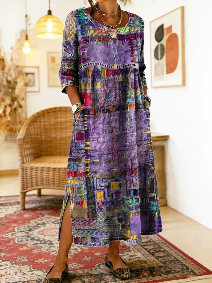 Manuela flowy boho denim dress full length