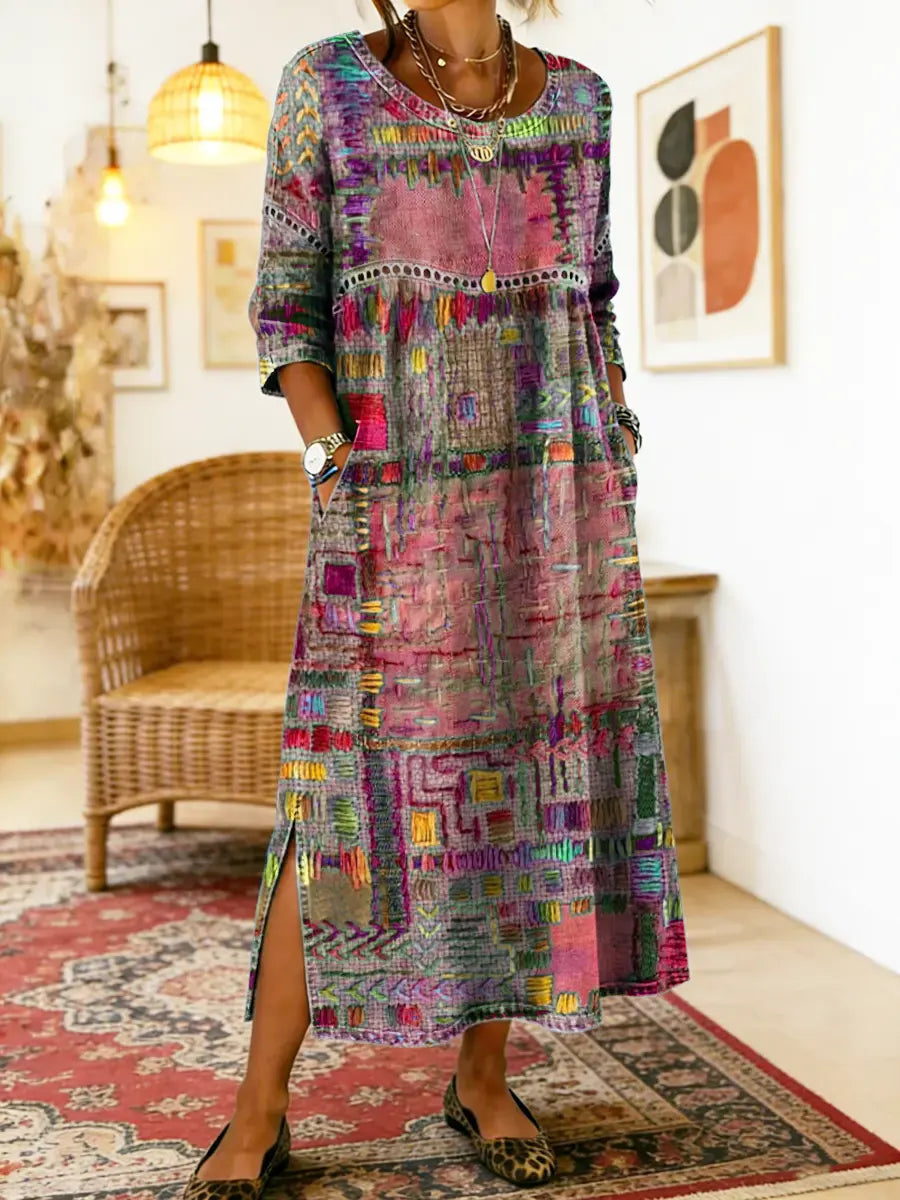 Manuela boho denim dress color detail