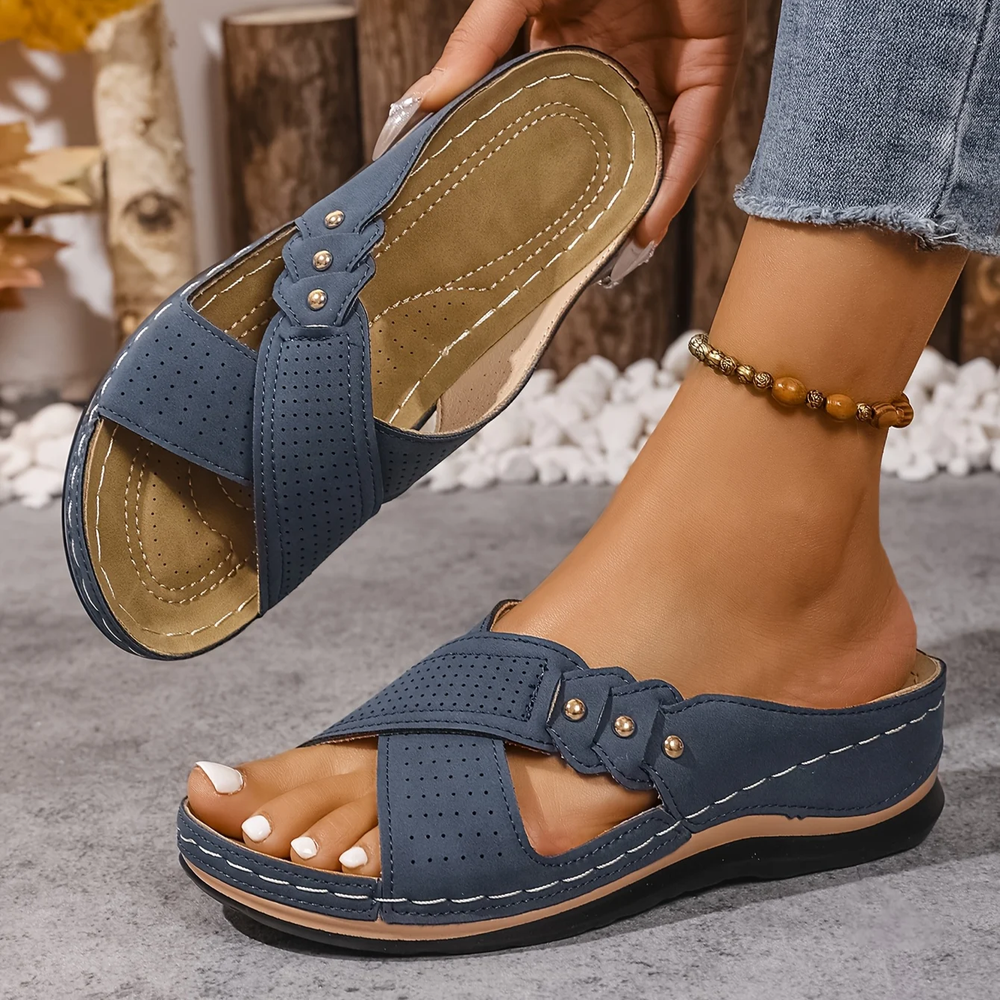 Daniela Orthopedic Comfort Sandal pink color side view