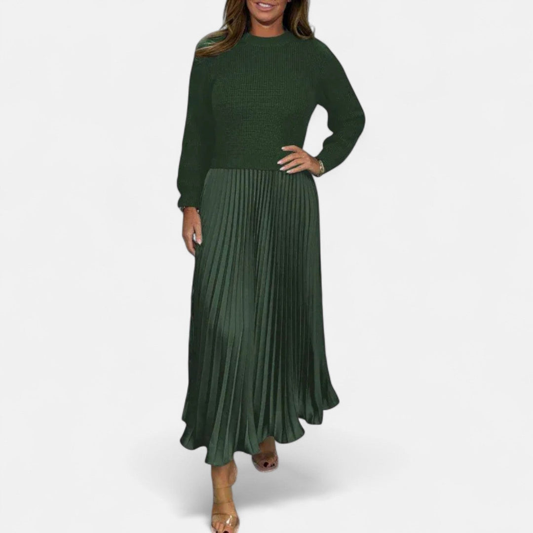 CLAUDIA - MAXI DRESS WITH SWEATER AND PLEATED SKIRT