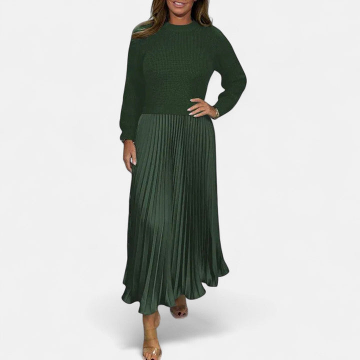 CLAUDIA - MAXI DRESS WITH SWEATER AND PLEATED SKIRT