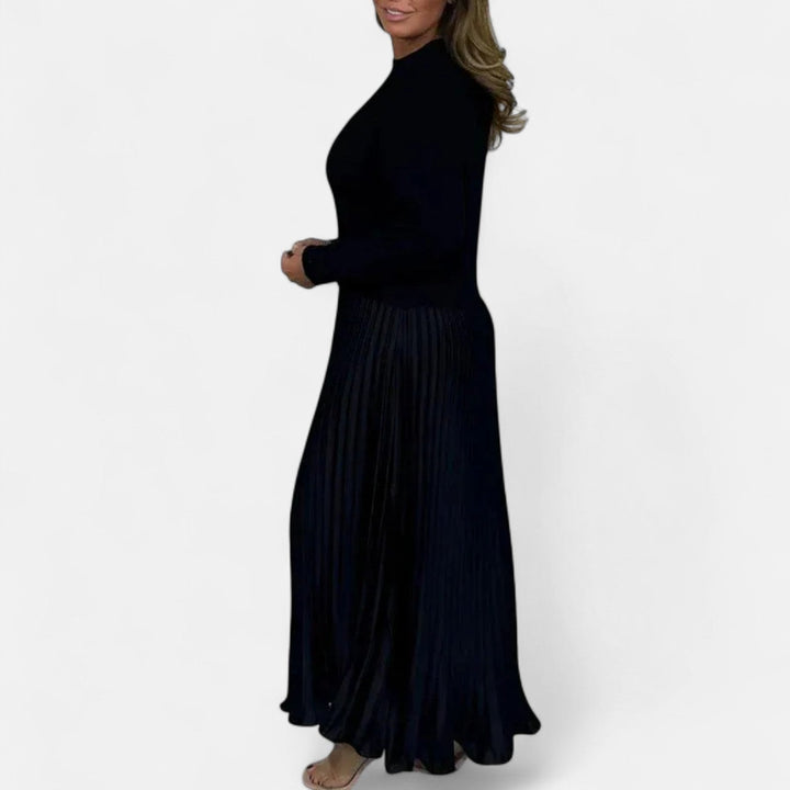 CLAUDIA - MAXI DRESS WITH SWEATER AND PLEATED SKIRT